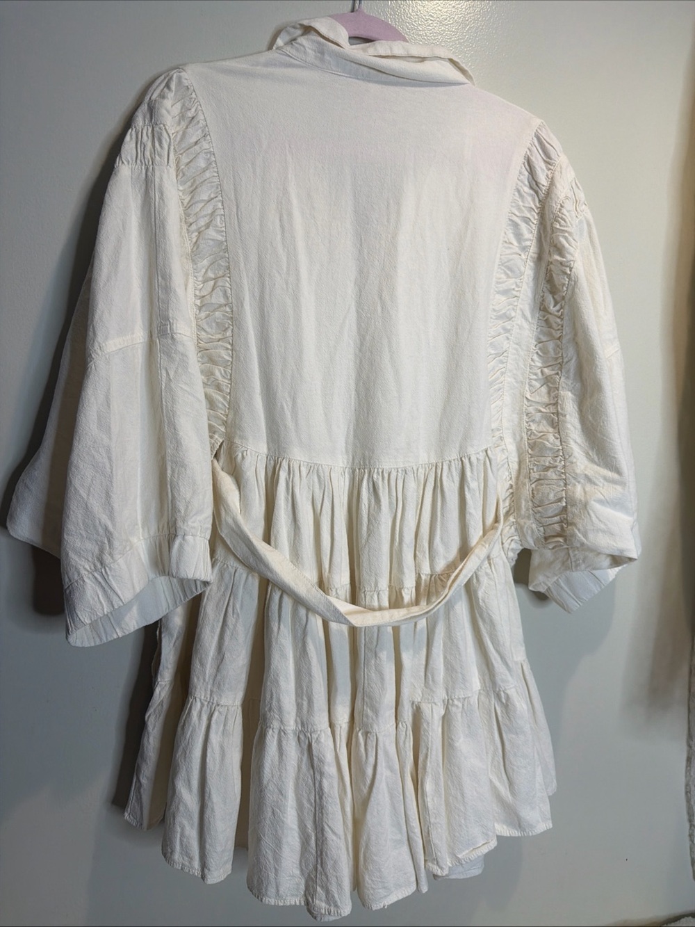 Free People Hampton Belted Waist Tiered Poplin Mini Dress M - Picture 7 of 7